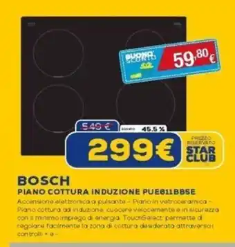 Euronics BOSCH PIANO COTTURA INDUZIONE PUE611BB5E offerta