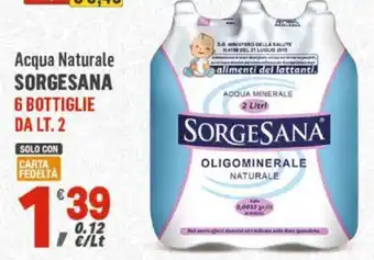 Supermercati Dok Acqua Naturale SORGESANA 2 lt. offerta