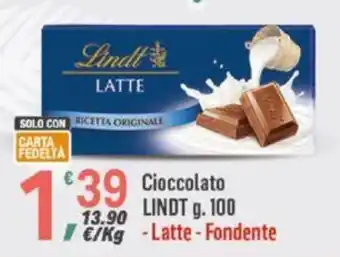 Supermercati Dok Cioccolato LINDT g. 100 offerta