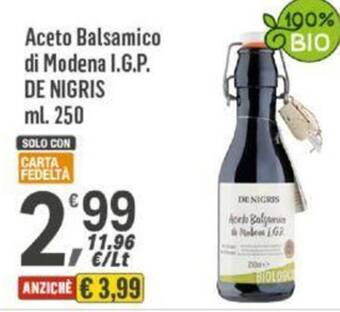 Supermercati Dok Aceto Balsamico di Modena I.G.P. DE NIGRIS 250 ml offerta
