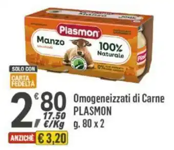 Supermercati Dok Omogeneizzati di Carne PLASMON g.80 x 2 offerta