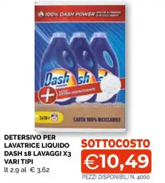 DETERSIVO PER LAVATRICE LIQUIDO DASH 18 LAVAGGI X3 VARI TIPI
