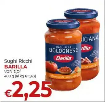 Supermercati Nonna Isa Sughi Ricchi BARILLA vari tipi 400 g offerta