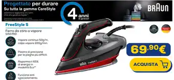 Euronics BRAUN FreeStyle 5 Ferro da stiro a vapore S1507RD offerta