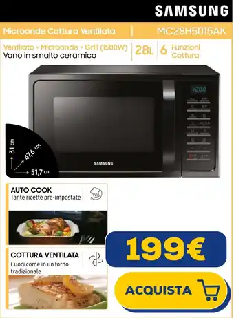 Euronics SAMSUNG Microonde Cottura Ventilata MC28H5015AK offerta