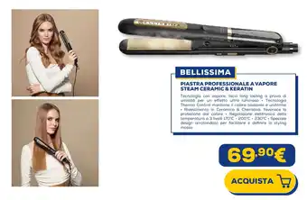 Euronics BELLISSIMA PIASTRA PROFESSIONALE A VAPORE STEAM CERAMIC & KERATIN offerta