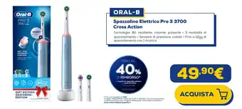 ORAL-B Spazzolino Elettrico Pro 3 3700 Cross Action