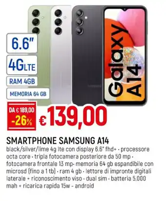IperFamila SMARTPHONE SAMSUNG A14 offerta