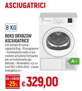 IperFamila BEKO DRX823W ASCIUGATRICE offerta
