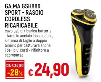 IperFamila GA.MA GSH886 SPORT - RASOIO CORDLESS RICARICABILE offerta