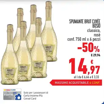 Conad SPUMANTE BRUT CUVÈE BOSIO classico, rosè conf. 750 ml x 6 pezzi offerta
