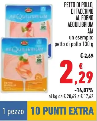 Conad PETTO DI POLLO, DI TACCHINO AL FORNO AEQUILIBRIUM AIA 130 g offerta