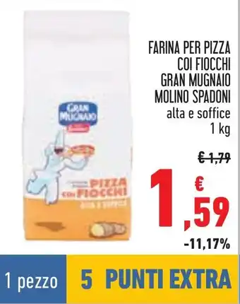 Conad FARINA PER PIZZA COI FIOCCHI GRAN MUGNAIO MOLINO SPADONI alta e soffice 1 kg offerta