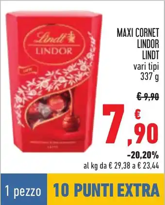 Conad MAXI CORNET LINDOR LINDT vari tipi 337 g offerta