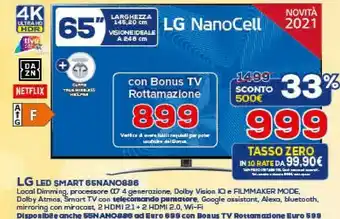 Euronics LG NanoCell NANO86 65NANO886PB TV 165,1 Cm (65") 4K Ultra HD Smart TV Wi-Fi Nero, Argento offerta