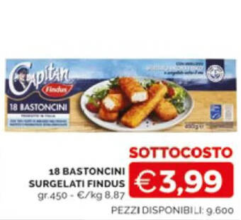 Mercatò 18 BASTONCINI SURGELATI FINDUS gr.450 offerta