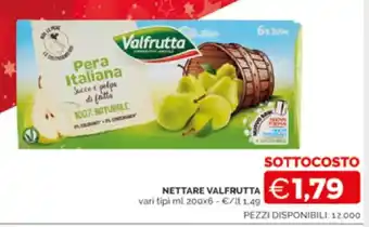 NETTARE VALFRUTTA vari tipi ml 200x6