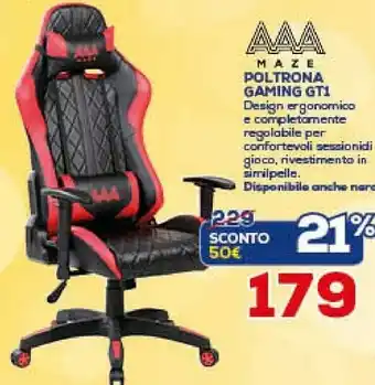 Euronics Maze Poltrona Gaming Gt1 offerta