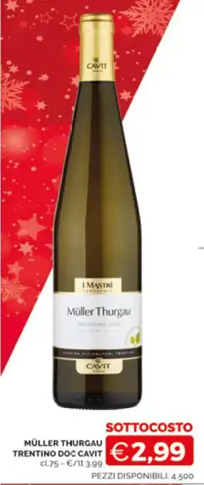 Mercatò MÜLLER THURGAU TRENTINO DOC CAVIT 75 cl offerta
