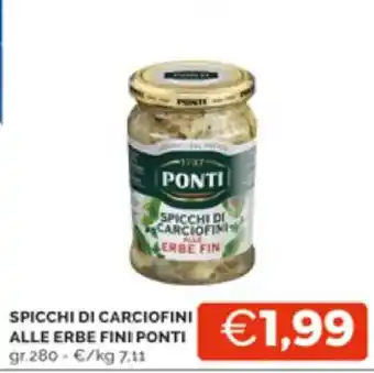 Mercatò SPICCHI DI CARCIOFINI ALLE ERBE FINI PONTI gr.280 offerta