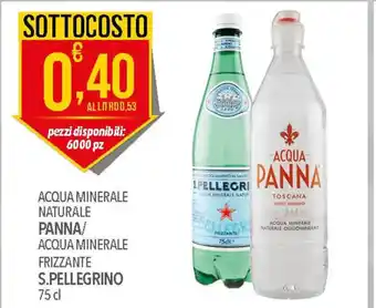 ACQUA MINERALE NATURALE PANNA/ ACQUA MINERALE FRIZZANTE S.PELLEGRINO 75 cl