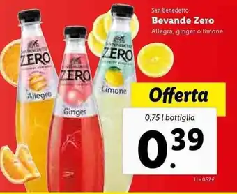 Lidl San Benedetto Bevande Zero 0,75l offerta