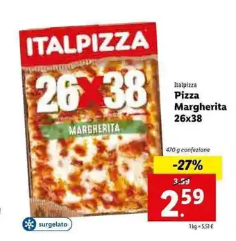 Lidl Italpizza Pizza Margherita 26x38 470g offerta