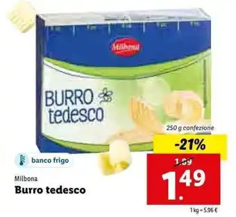 Lidl Milbona Burro tedesco 250g offerta