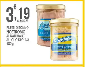 FILETTI DI TONNO NOSTROMO AL NATURALE ALL'OLIO DI OLIVA 180g