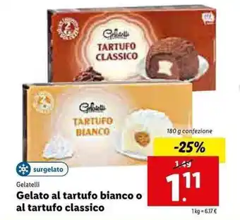 Lidl Gelatelli Gelato al tartufo bianco o al tartufo classico 180g offerta