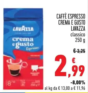 Conad CAFFÈ ESPRESSO CREMA E GUSTO LAVAZZA classico 250 g offerta