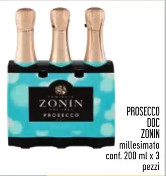 Conad PROSECCO DOC ZONIN millesimato conf. 200 ml x 3 pezzi offerta