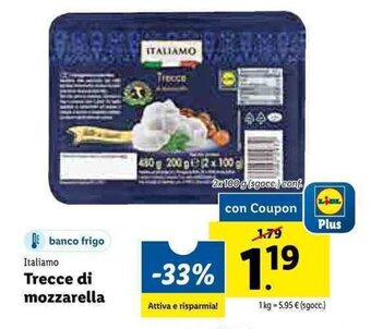 Lidl Italiamo Trecce di mozzarella 2x 100g offerta