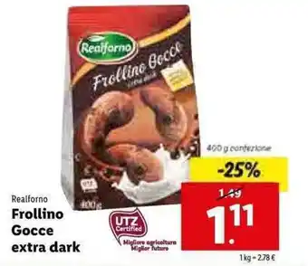 Lidl Realforno Frollino Gocce extra dark 400g offerta