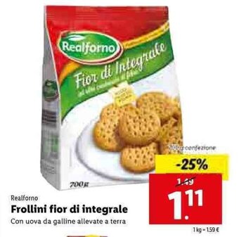 Lidl Realforno Frollini fior di integrale 700g offerta