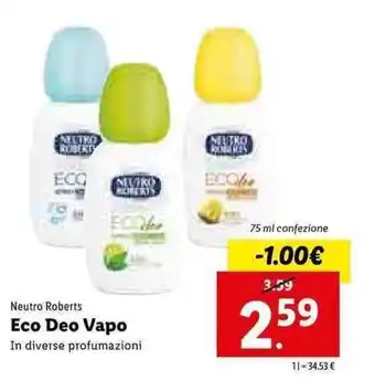 Lidl Neutro Roberts Eco Deo Vapo 75ml offerta