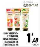 Conad City LINEA ASSORTITA PER CAPELLI CONAD ESSENTIAE shampoo 250 ml o balsamo 200 ml offerta