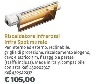 Bricocenter Riscaldatore Infrarossi Infra Spot Murale offerta