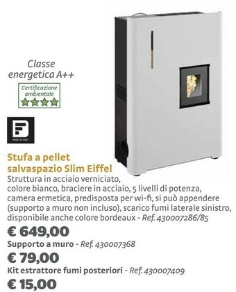 Bricocenter Stufa A Pellet Salvaspazio Slim Eiffel offerta