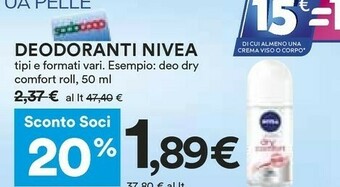 Coop Nivea Deodoranti offerta