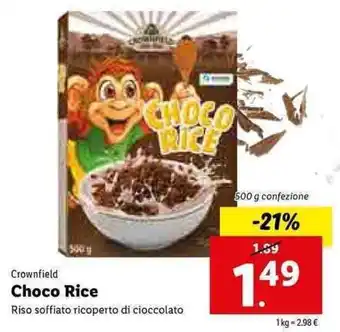 Lidl Crownfield Choco Rice 500g offerta