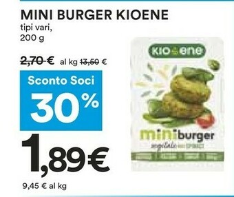 Coop Kioene Mini Burger Vegetale Di Riso 200 G(ml) offerta