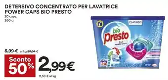 Coop Bio Presto Detersivo Concentrato Per Lavatrice Power Caps offerta