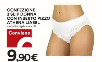 Coop Athena Liabel Confezione 3 Slip Donna Con Inserto Pizzo offerta