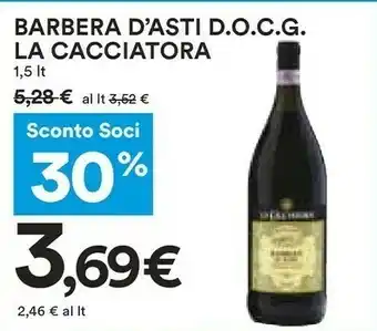Coop La Cacciatora Barbera D'asti Docg offerta