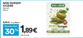 Coop Kioene Mini Burger Vegetale Di Riso 200 G(ml) offerta