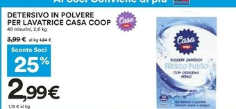 Coop Detersivo In Polvere Per Lavatrice offerta