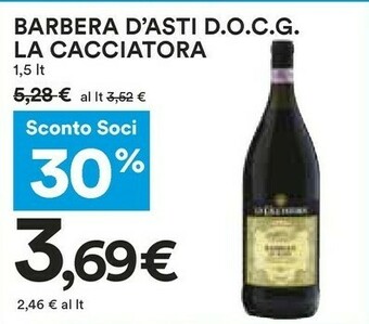 Coop La Cacciatora Barbera D'asti Docg offerta