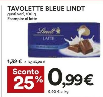 Coop Lindt Tavolette Bleue offerta