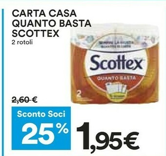 Coop Scottex Carta Casa Quanto Basta 2 Rotoli offerta